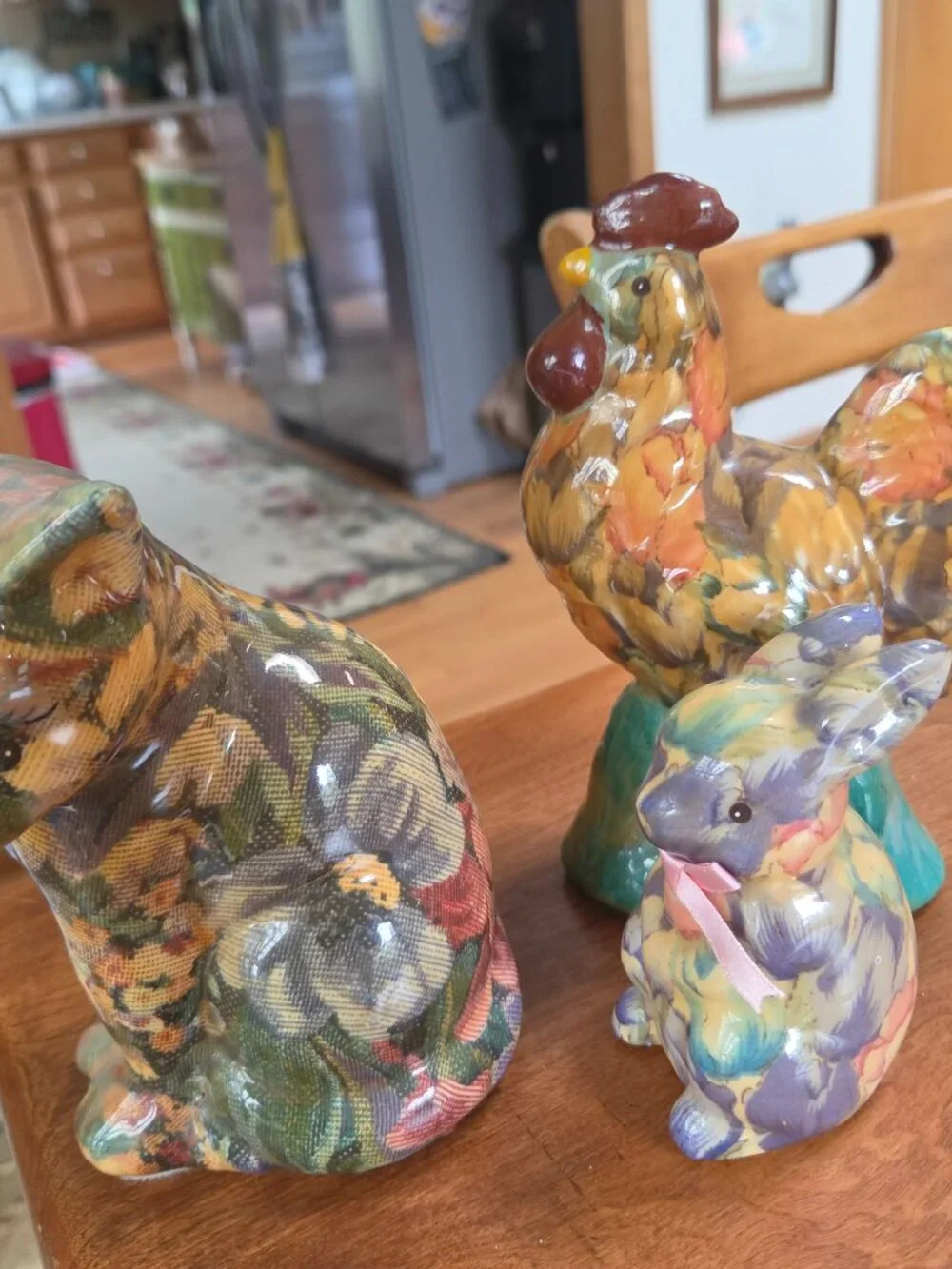 drip glaze sponge paint lot of bunny rooster and cat